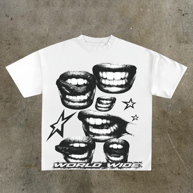 Mouth World Wide Print Short Sleeve T-Shirt