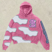Stylish retro cloud print hoodie