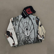 retro hip hop tapestry print hoodie