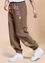 Trendy Print Retro Fashion Fleece Trousers