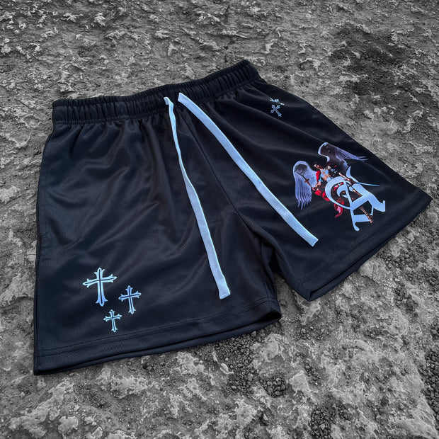 Stylish Retro Cross Angel Stretch Shorts