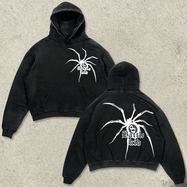 Designed spider print trendy brand loose hoodie