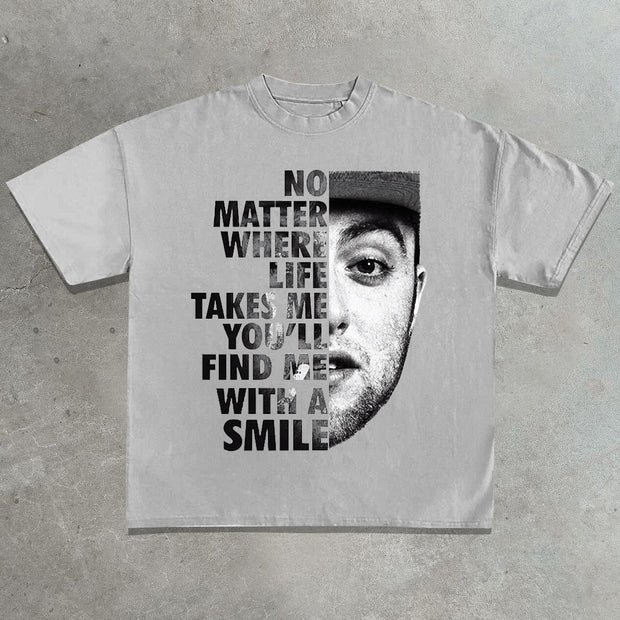 Rap star singer print T-shirt