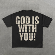 God Is With You Print Short Sleeve T-shirt