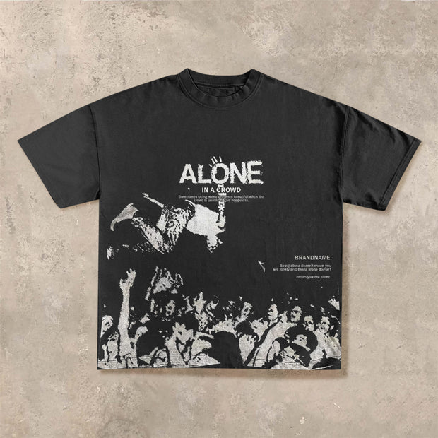 Stylish Retro ALONE Graphic T-Shirt