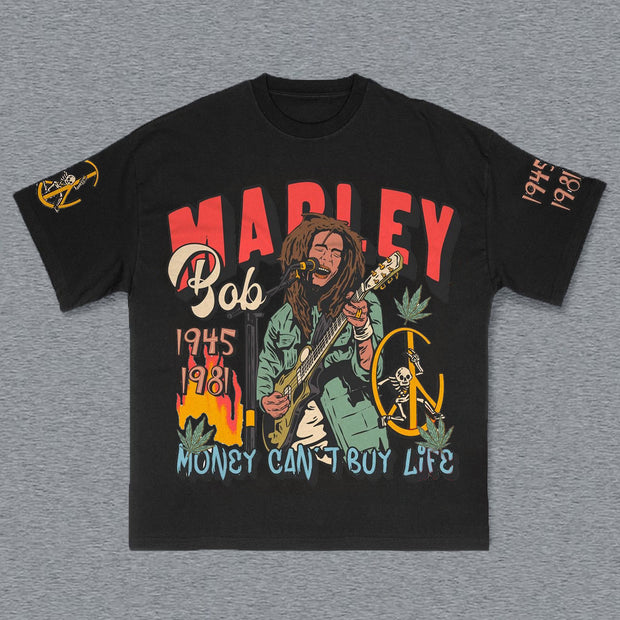 Hippie Punk Rapper Print Short Sleeve T-Shirt