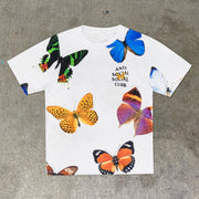 Tide Brand Print Retro Butterfly Short Sleeve T-Shirt