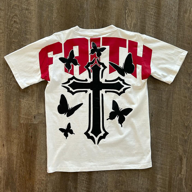 Faith Cross Print Short Sleeve T-Shirt