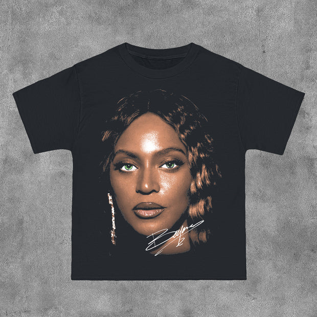 Beyonce Print Short Sleeve T-Shirt