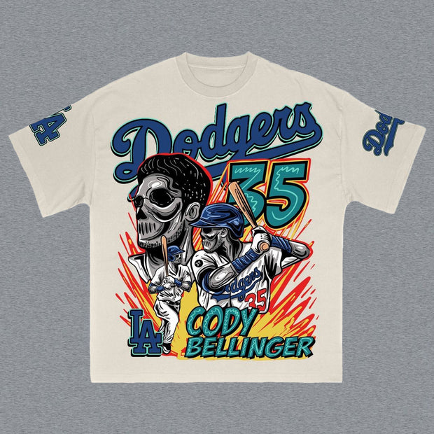 Fashion Baseball Player Print Short Sleeve T-Shirt