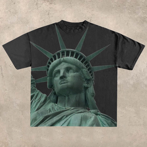 Statue of Liberty print crew neck T-shirt