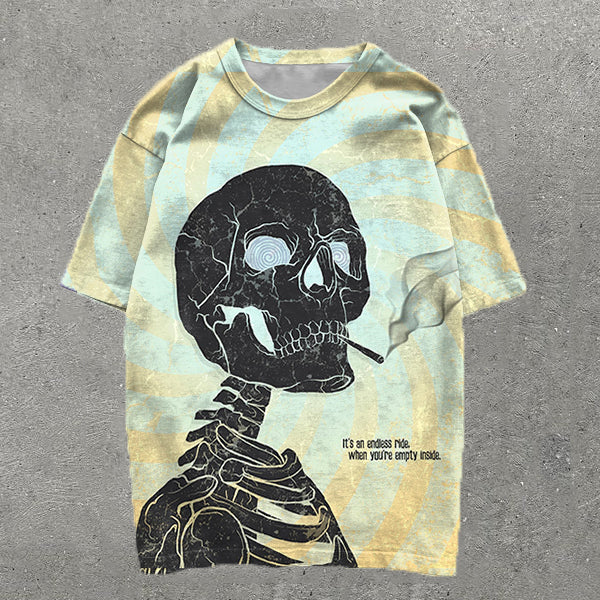 Tie Dye Skull Print Short Sleeve T-Shirt
