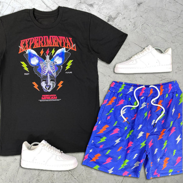 Graphic Print Shorts Short Sleeve Two Piece