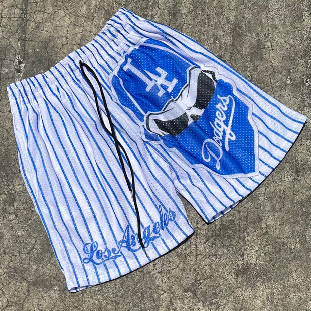 Personalized stripe print sports shorts