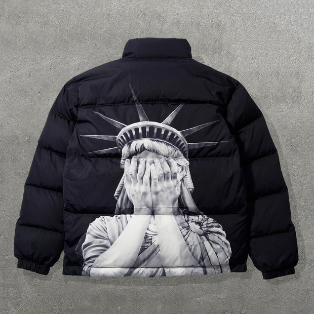 No Liberty Printed Long Sleeve Winter Warm Down Jacket