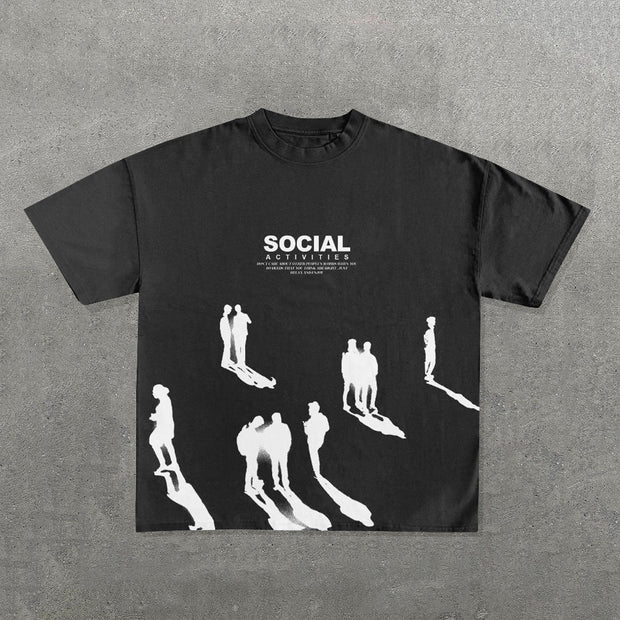 Social Activities Print Short Sleeve T-Shirt