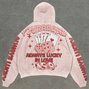 Stylish personalized poker print hoodie
