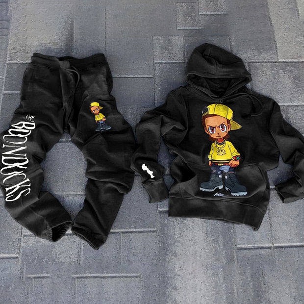 Personalized cartoon pattern hoodie set
