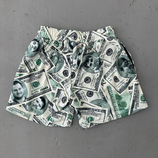 Fashion Dollar Mix Print Mesh Shorts