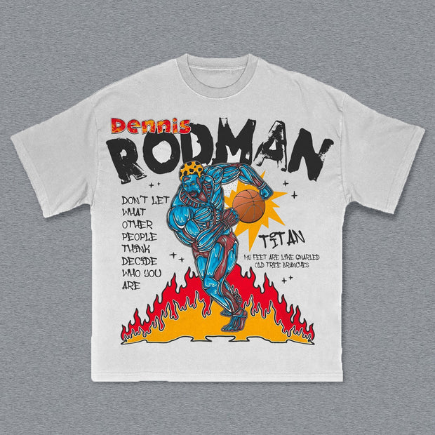 Dennis Rodman Print Short Sleeve T-shirt