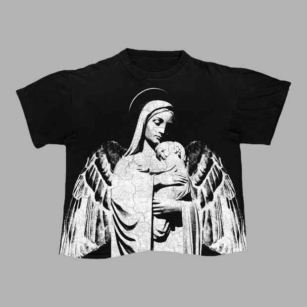 Saint Mary Angel Print Short Sleeve T-Shirt