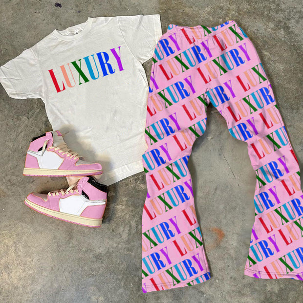 Luxury Print T-Shirt Trousers Two-Piece Set
