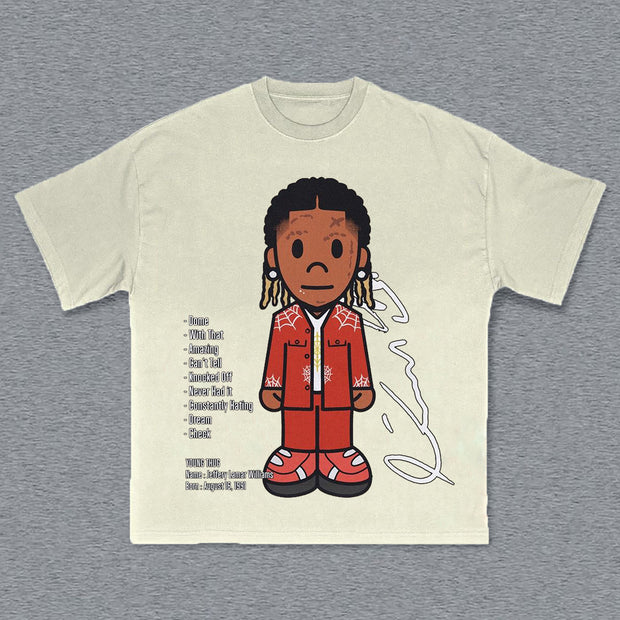 Cartoon Image Rapper Print T-Shirt