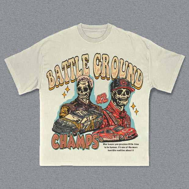 Racing Battle Ground Print Short Sleeve T-Shirt