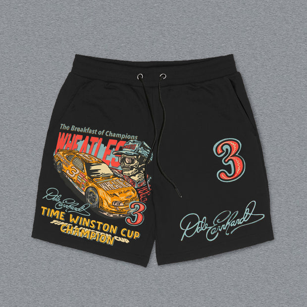 Racer No. 3 Print Knitted Shorts