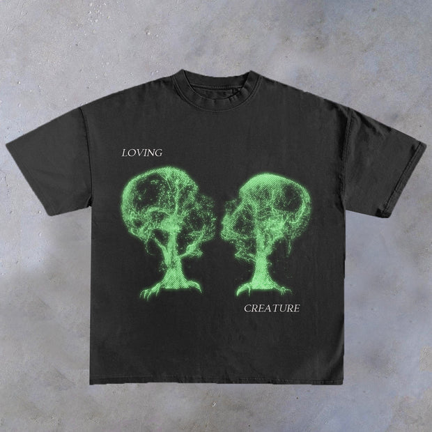 Casual Skull Street Print Short Sleeve T-Shirt