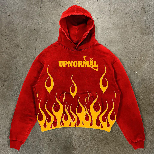 Upnormal Flame Print Long Sleeve Hoodies