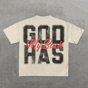 God Has My Back Print Short Sleeve T-shirt
