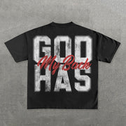God Has My Back Print Short Sleeve T-shirt