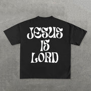 Jesus Is Lord Print Short Sleeve T-Shirt