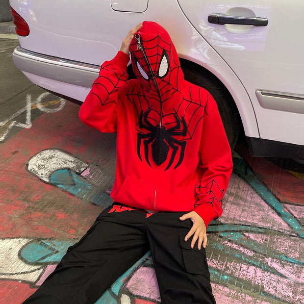 Trendy brand personalized Spider-Man full zip hoodie