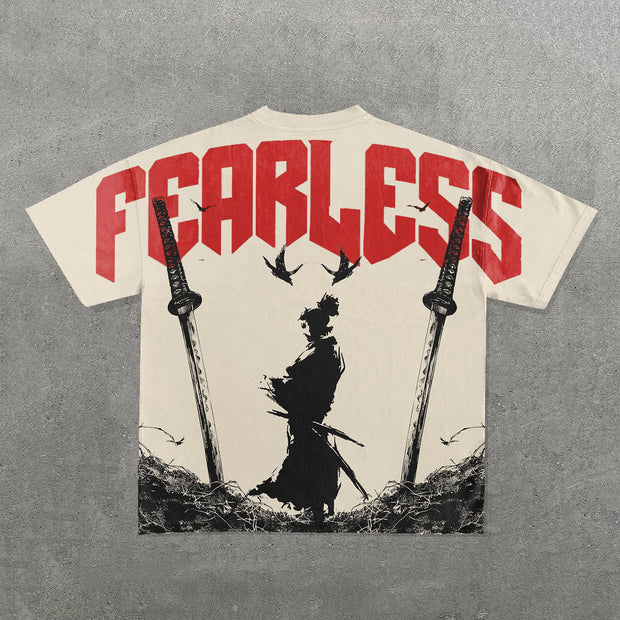Fearless Warrior Print Short Sleeve T-Shirt