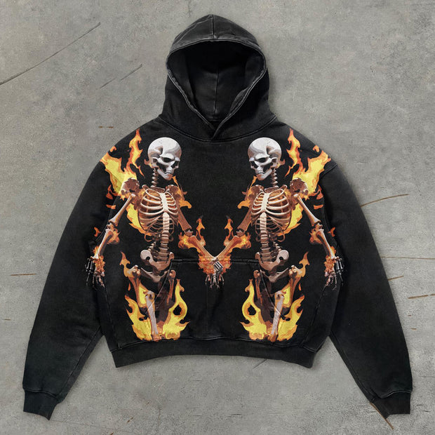 Flame Skull Fashion Street Hoodie