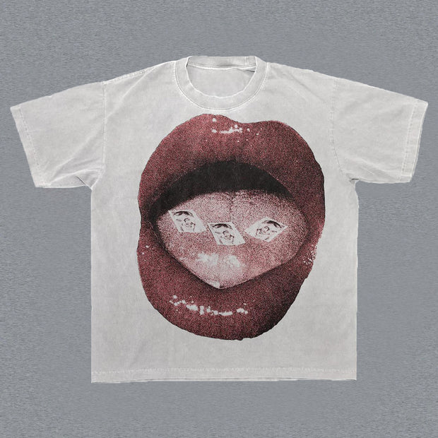 Trendy Personalized Lips Print T-Shirt