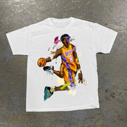 Casual personality preppy basketball print T-shirt