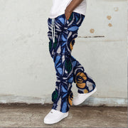 Contrast floral print sherpa hip-hop trousers