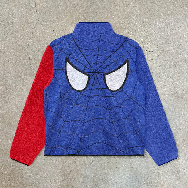 Personalized contrasting spider web polar fleece jacket