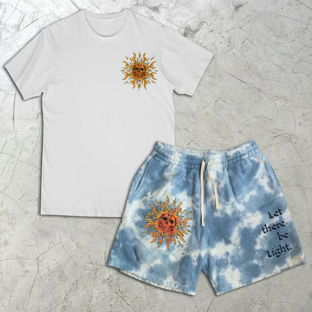 Tie Dye Graphic Print Short Sleeve Two Piece