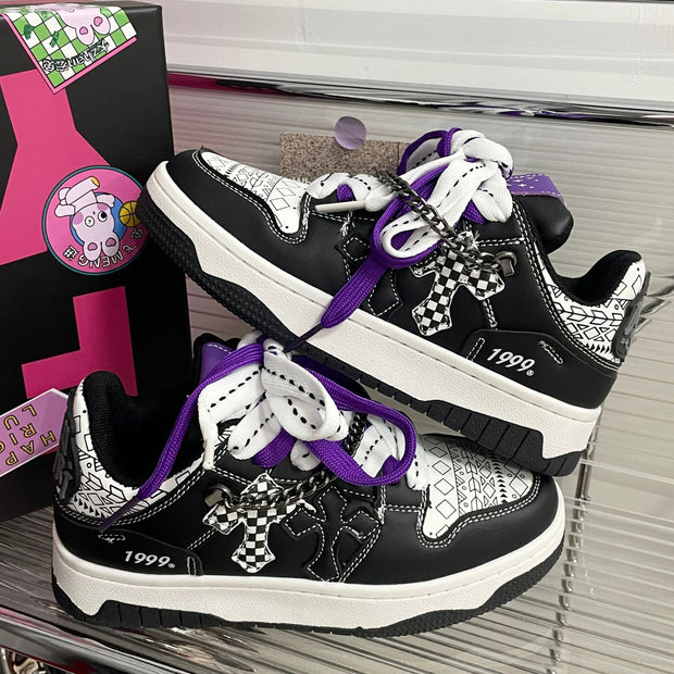 Limited Edition Cross Stitching Color Skate Shoes