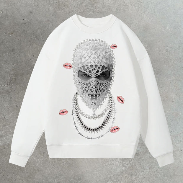 Masked Diamond Girls Print Sweatshirt