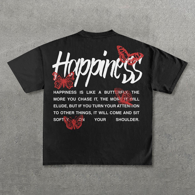 Happiness Print Short Sleeve T-Shirt