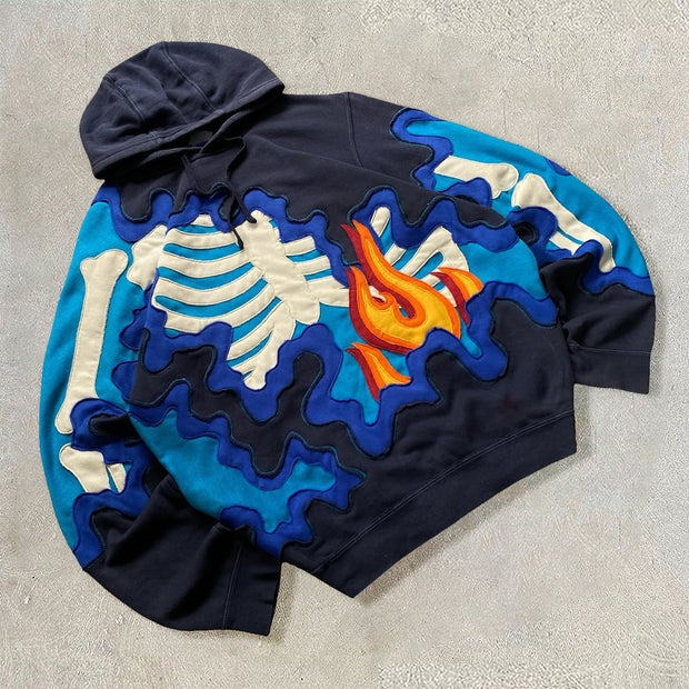 Retro contrast hip hop comfortable hoodie