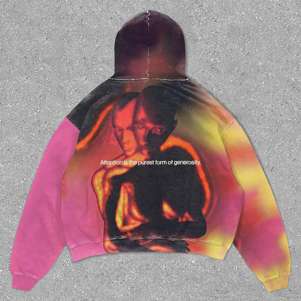 Personalized retro gradient loose hoodie