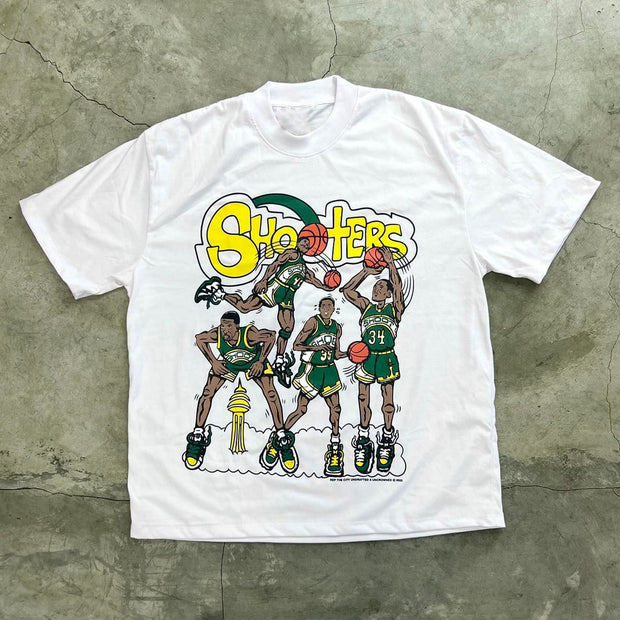 Shooters Print Casual Street Basketball T-Shirt