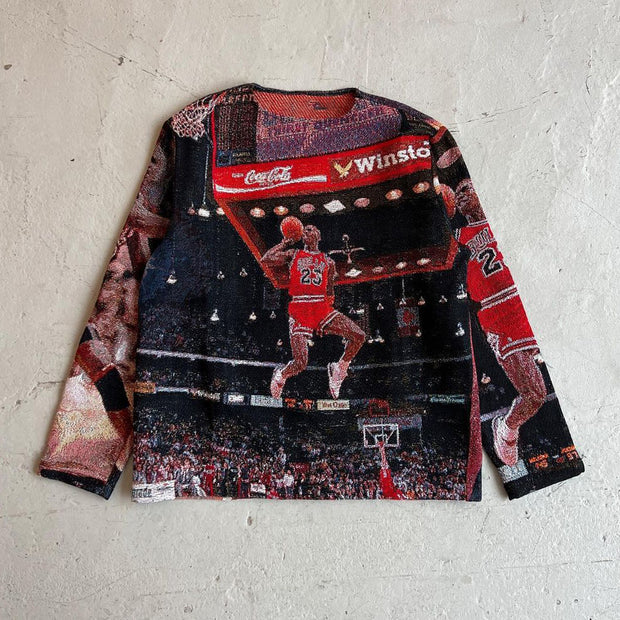 Trendy brand personalized basketball pattern tapestry sweatshirt