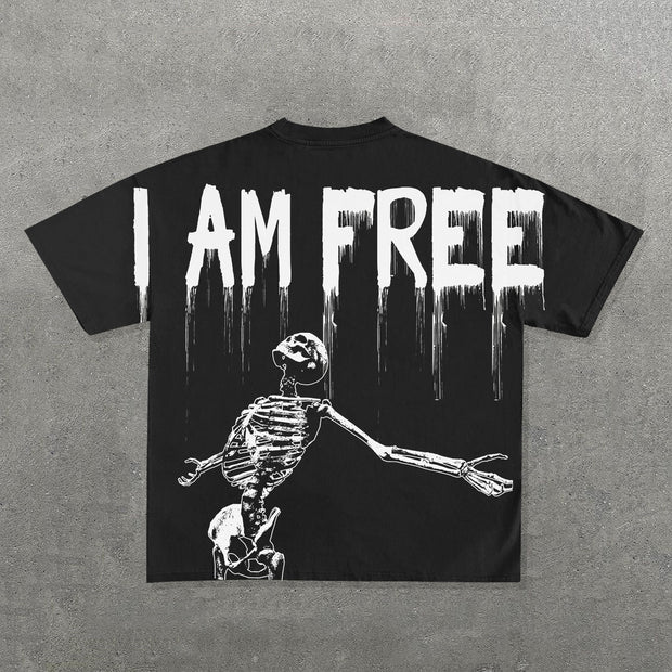 I Am Free Print Short Sleeve T-Shirt